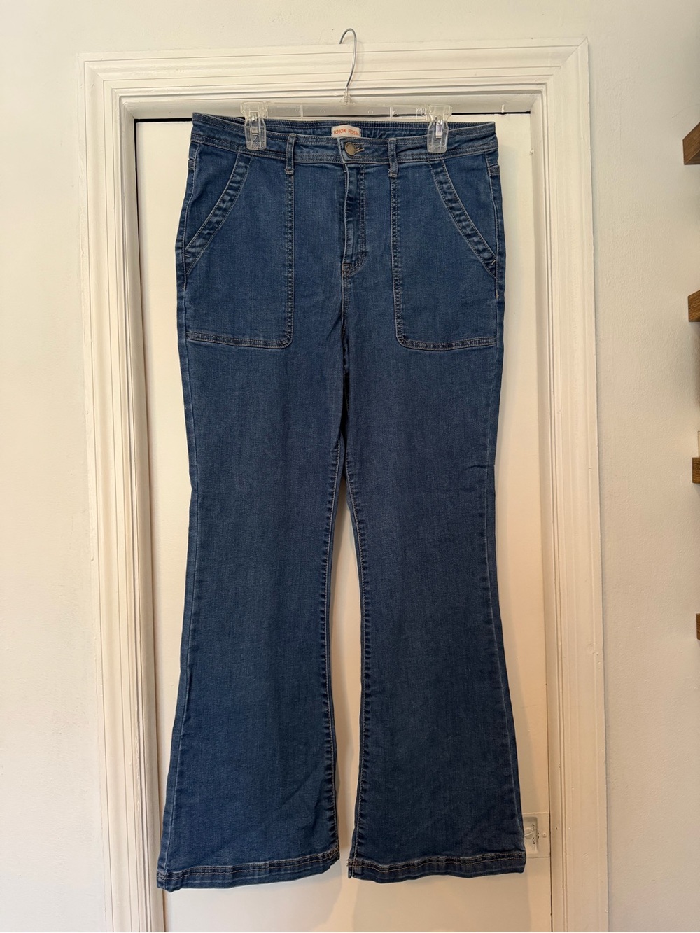 Knox Rose Classic Dark Blue Women's Flared Stretch Jeans - Size 14